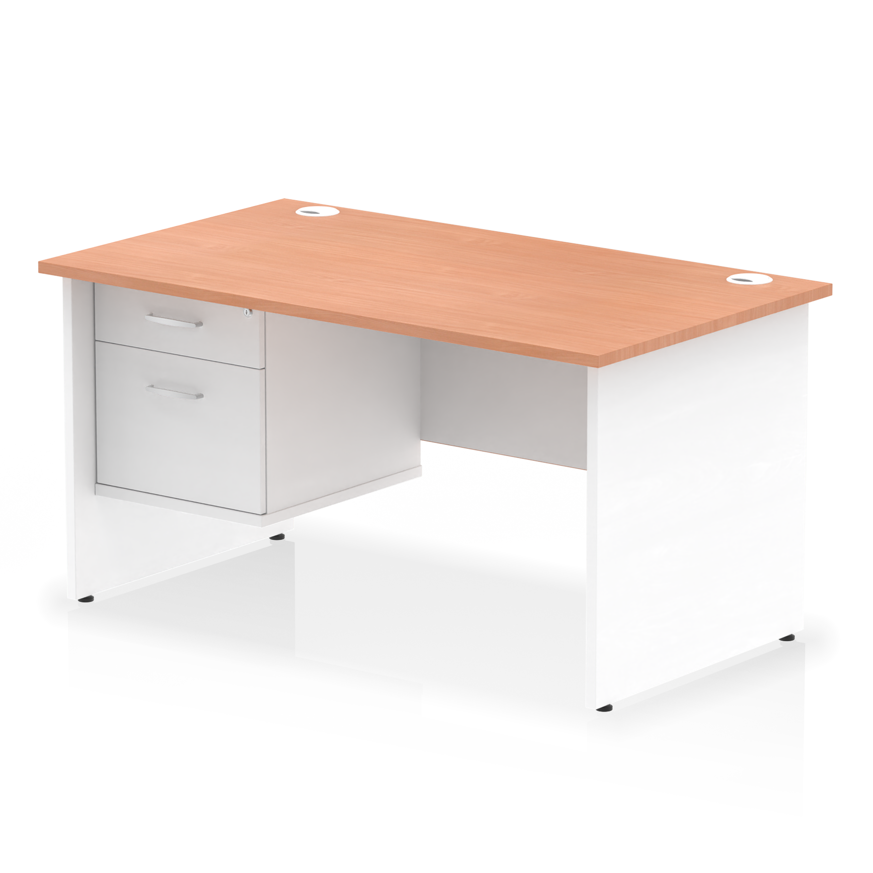 Impulse 1400mm Panel End Straight Desk With Single Fixed Pedestal - Ergometric