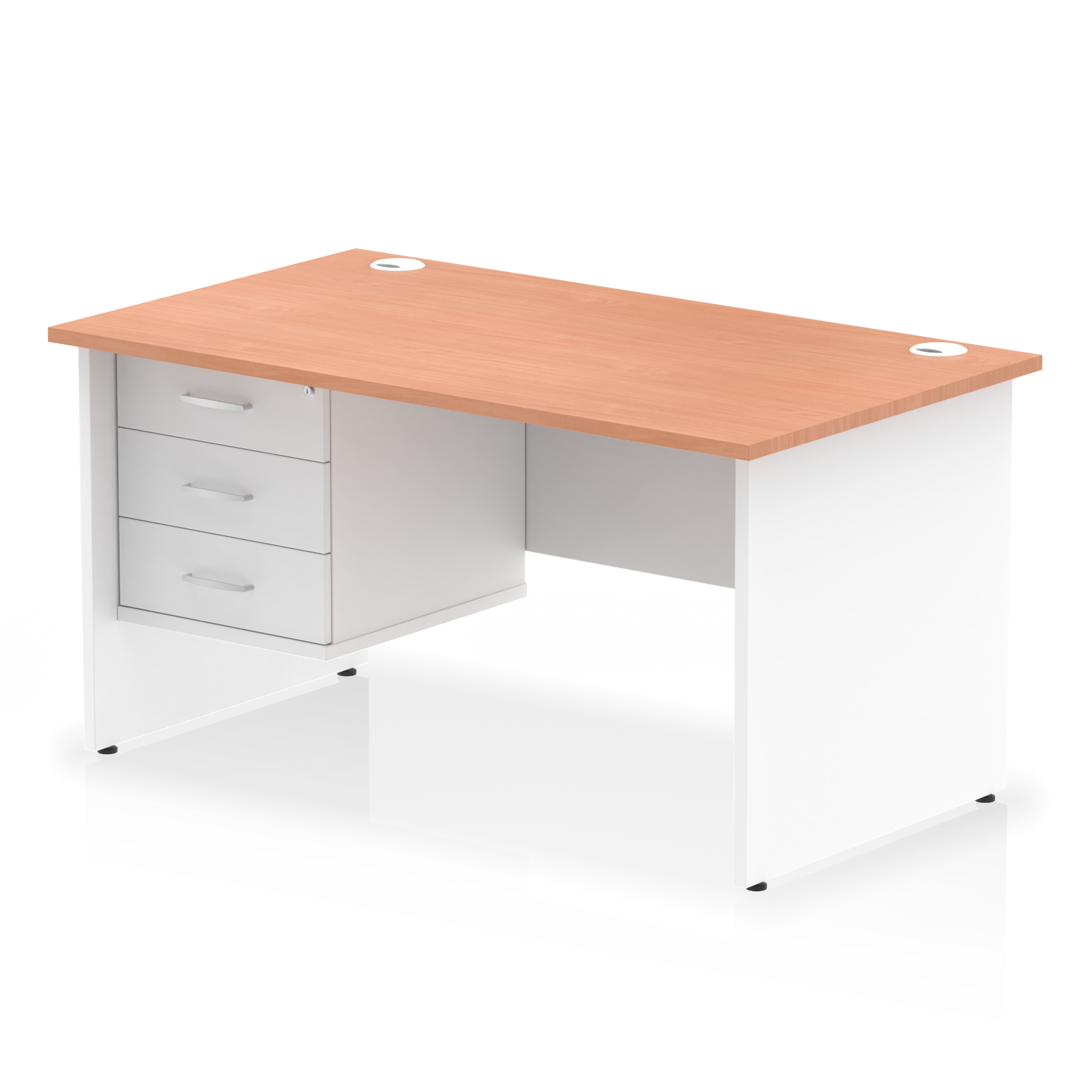 Impulse 1400mm Panel End Straight Desk With Single Fixed Pedestal - Ergometric