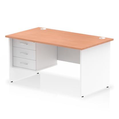 Impulse 1400mm Panel End Straight Desk With Single Fixed Pedestal - Ergometric