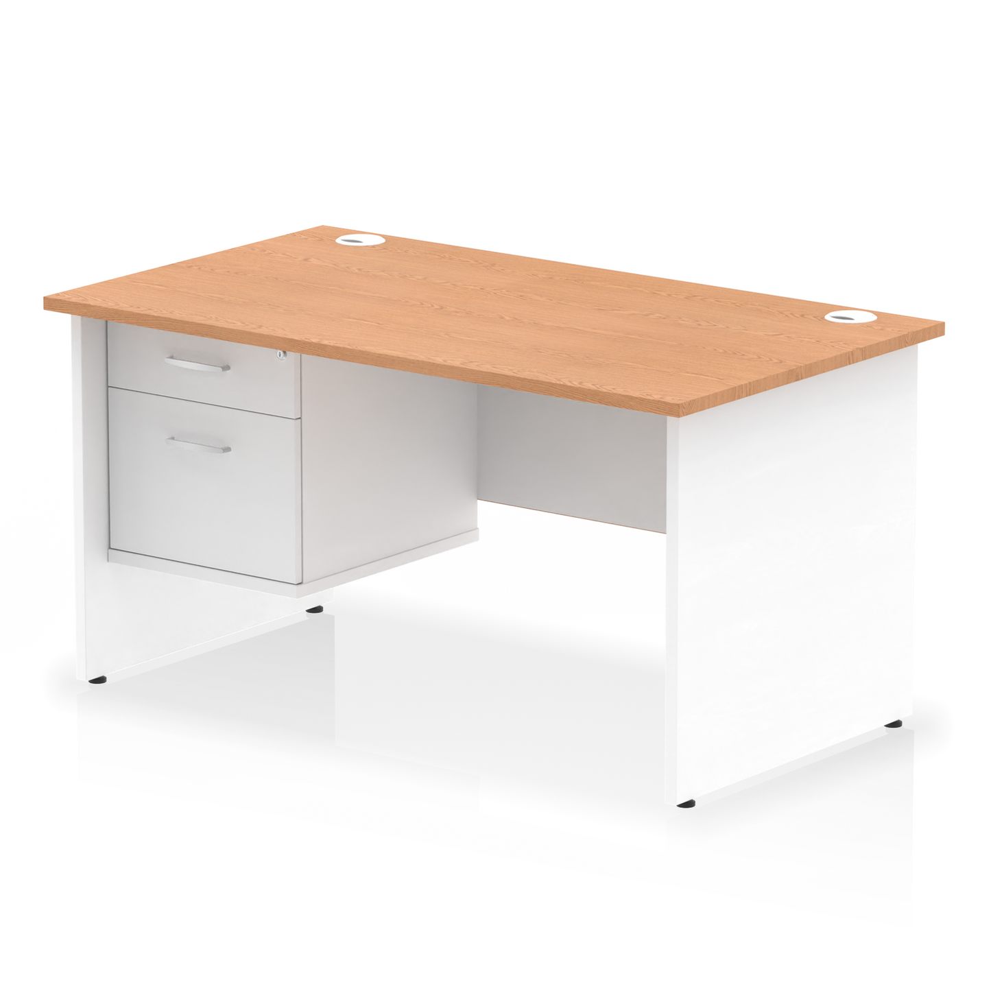 Impulse 1400mm Panel End Straight Desk With Single Fixed Pedestal - Ergometric