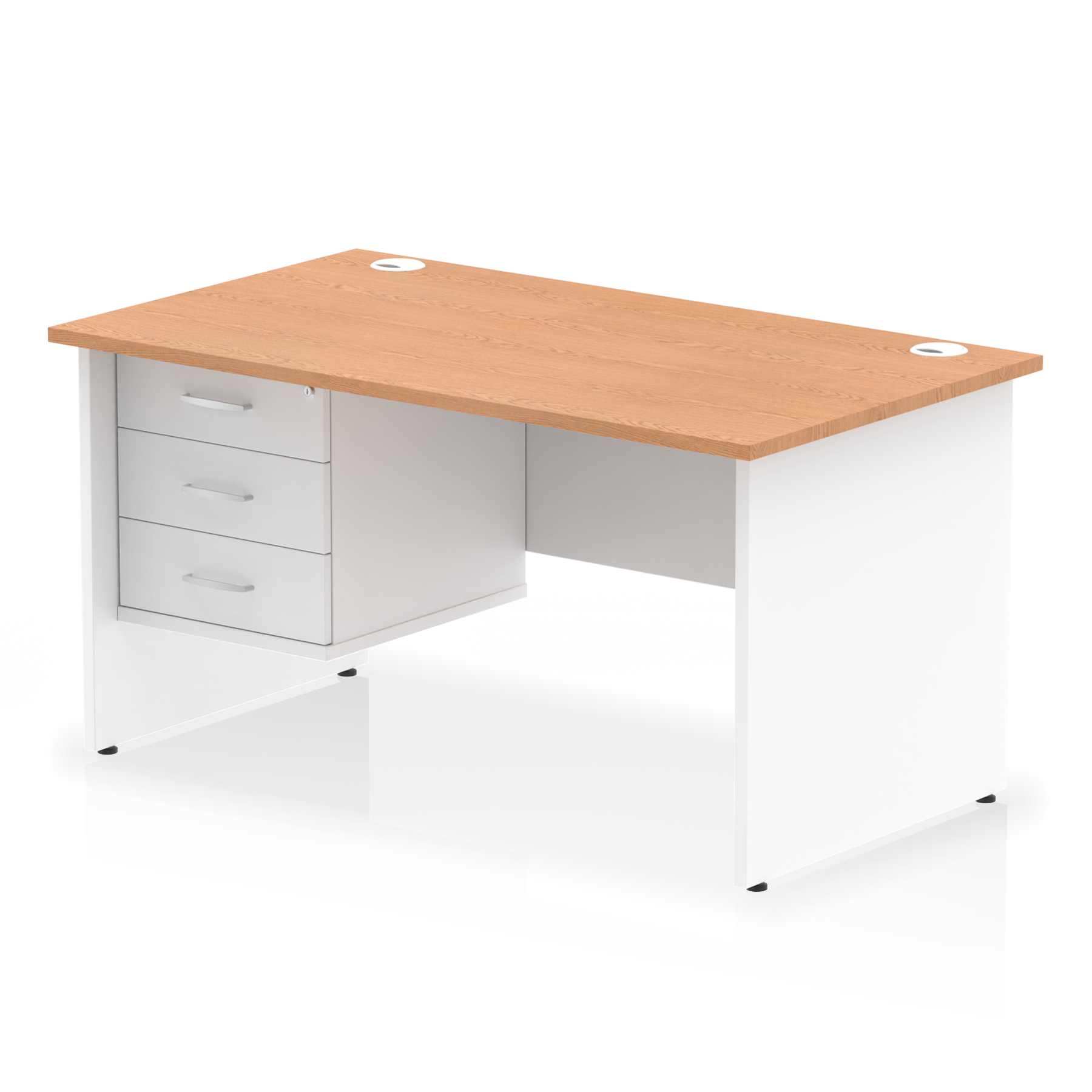 Impulse 1400mm Panel End Straight Desk With Single Fixed Pedestal - Ergometric