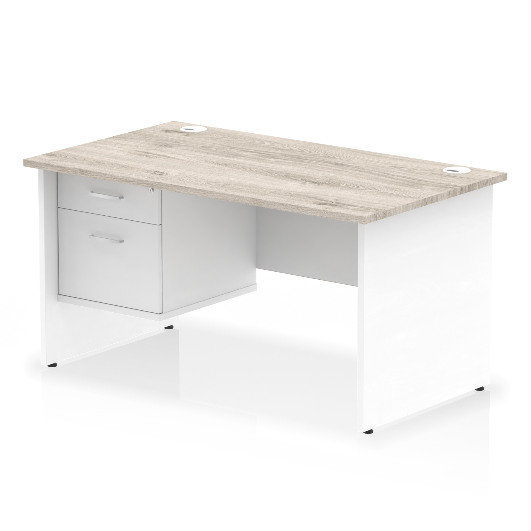 Impulse 1400mm Panel End Straight Desk With Single Fixed Pedestal - Ergometric