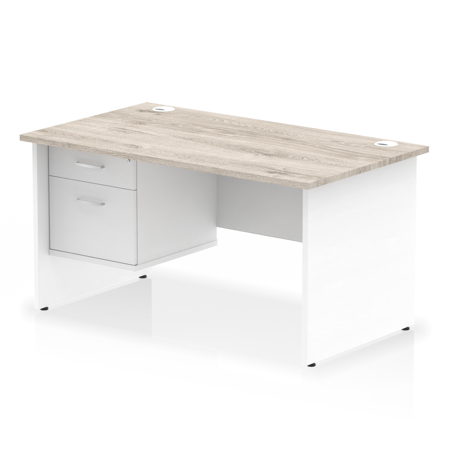 Impulse 1400mm Panel End Straight Desk With Single Fixed Pedestal - Ergometric