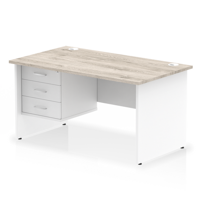 Impulse 1400mm Panel End Straight Desk With Single Fixed Pedestal - Ergometric