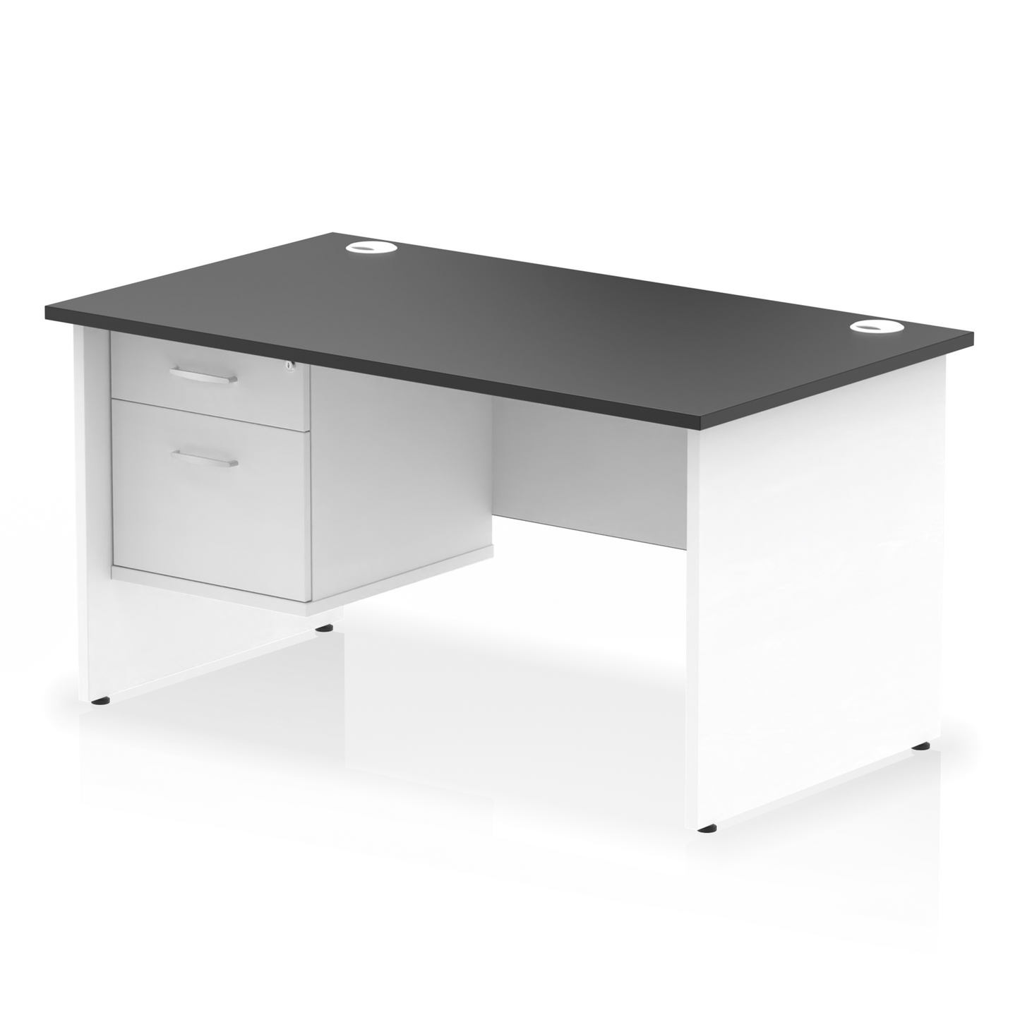 Impulse 1400mm Panel End Straight Desk With Single Fixed Pedestal - Ergometric