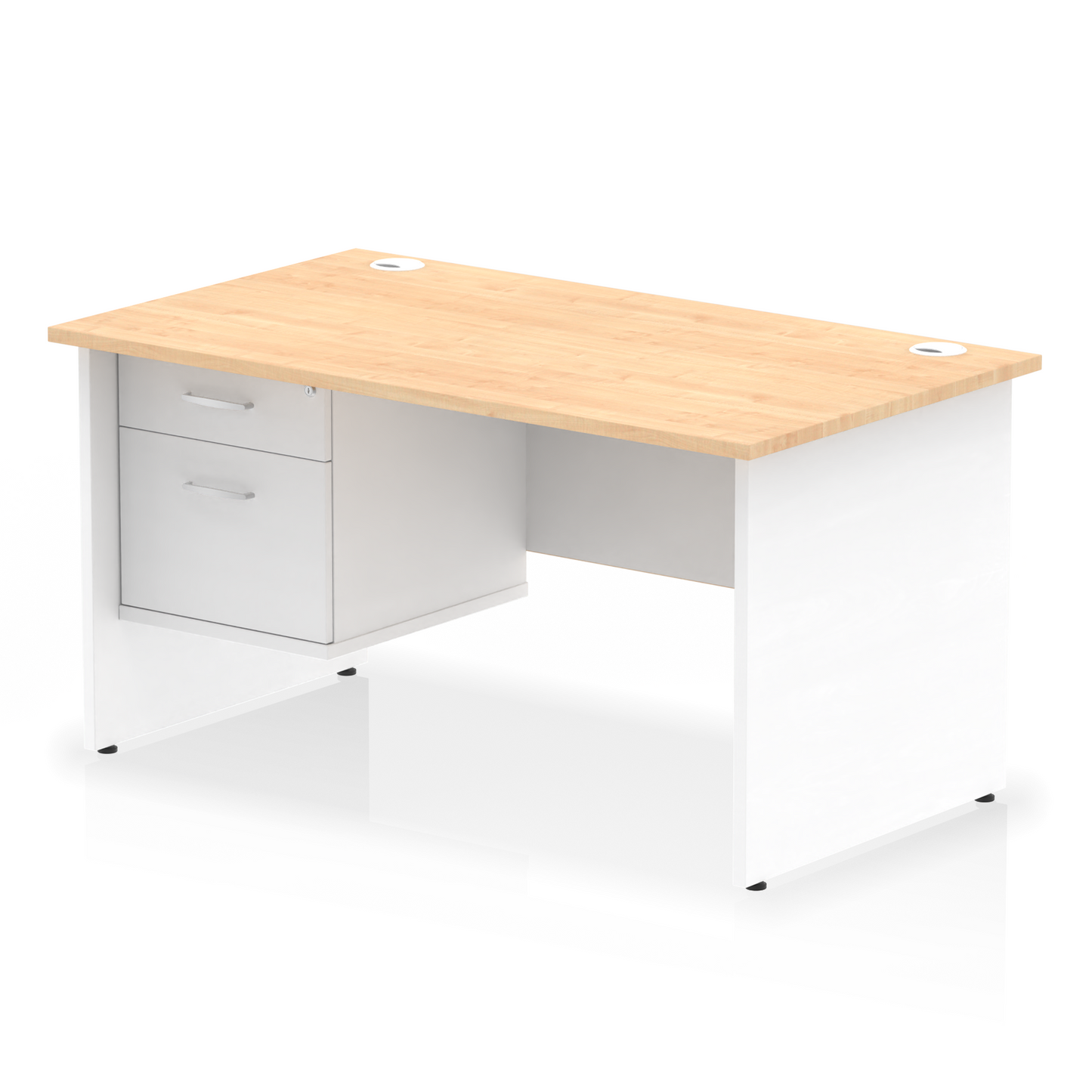 Impulse 1400mm Panel End Straight Desk With Single Fixed Pedestal - Ergometric