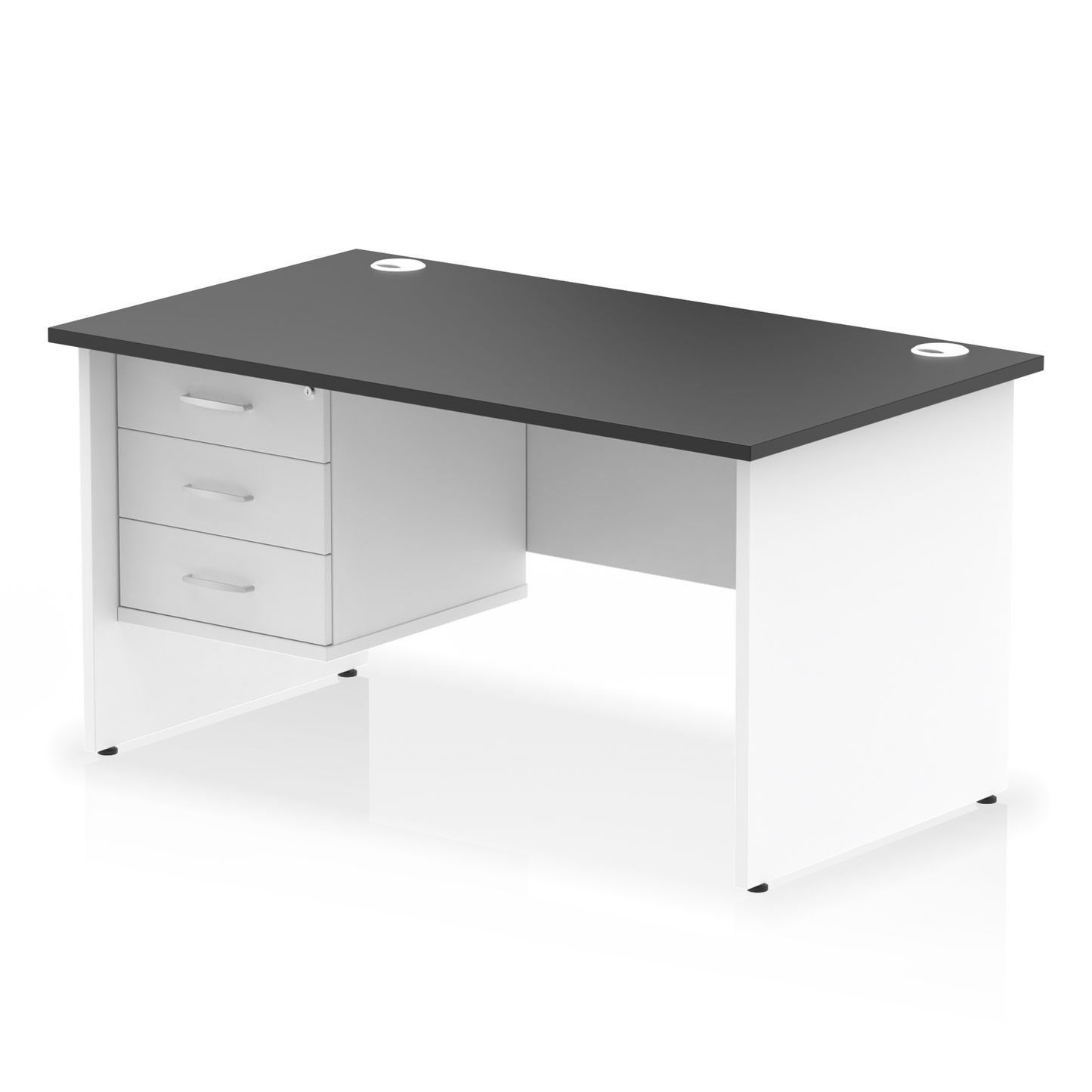 Impulse 1400mm Panel End Straight Desk With Single Fixed Pedestal - Ergometric