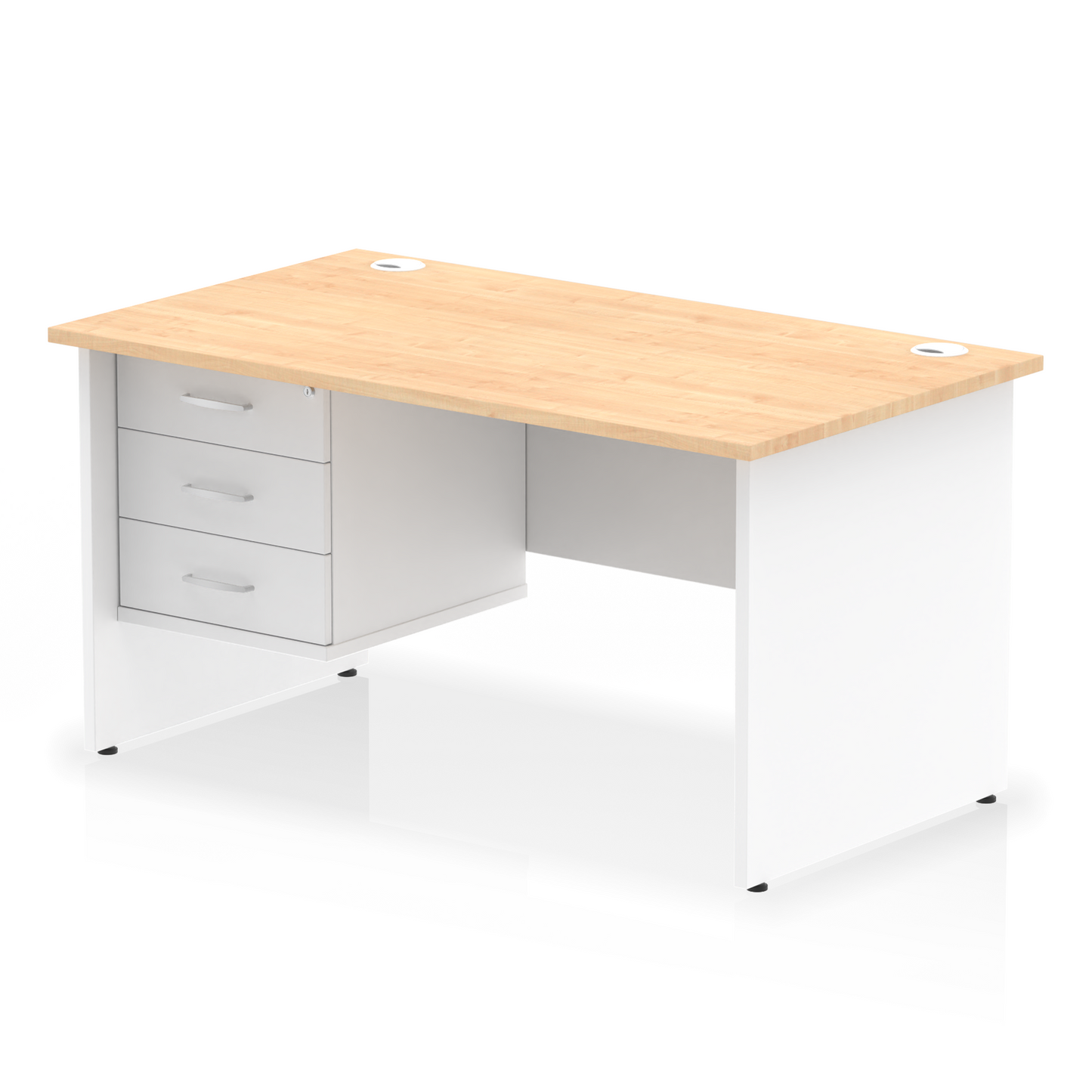 Impulse 1400mm Panel End Straight Desk With Single Fixed Pedestal - Ergometric